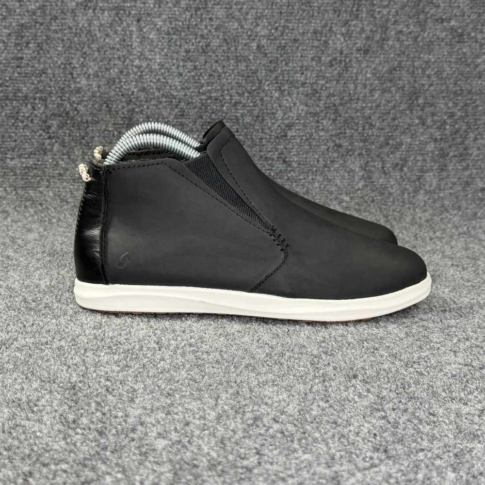 OluKai Hawai'iloa Manu Hope Ankle Boots Women's 7 Black Leather Slip On Sneakers